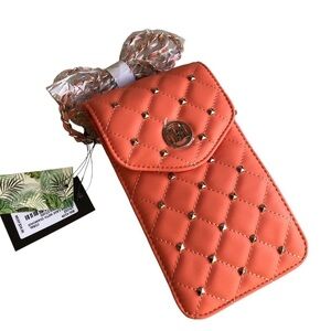 Badgley Mischka Phone Case Crossbody Diamond Pattern Quilting And Studs